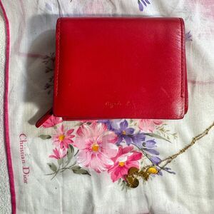 Authentic agnès b. Red Leather Tri-fold Wallet JW01-02